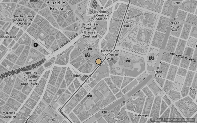 Map showing location of Royal Museums of Fine Arts of Belgium
