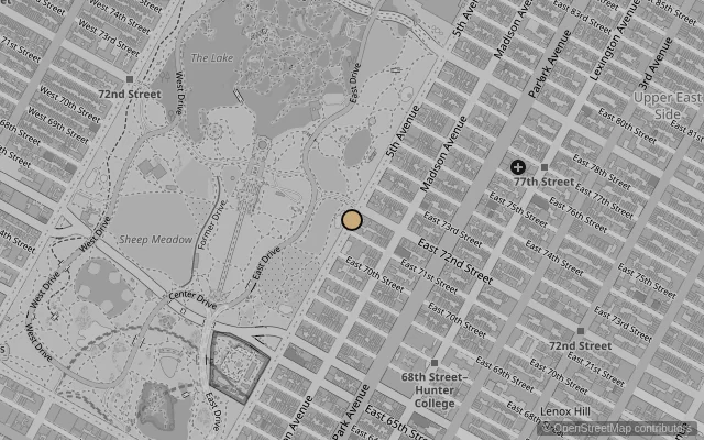Map showing location of Frick Collection New York