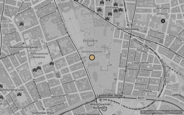 Map showing location of Österreichische Galerie Belvedere