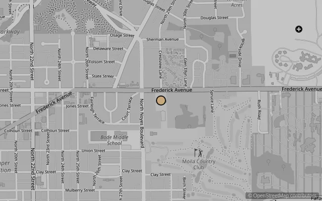Map showing location of Albrecht-Kemper Museum of Art