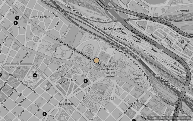 Map showing location of Museo Nacional de Bellas Artes