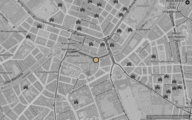 Map showing location of Wien Museum Karlsplatz