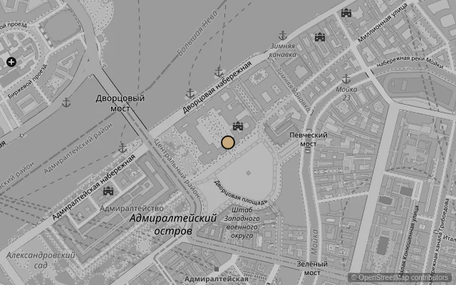 Map showing location of State Hermitage Museum