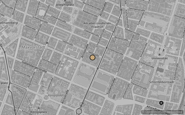 Map showing location of Neue Pinakothek