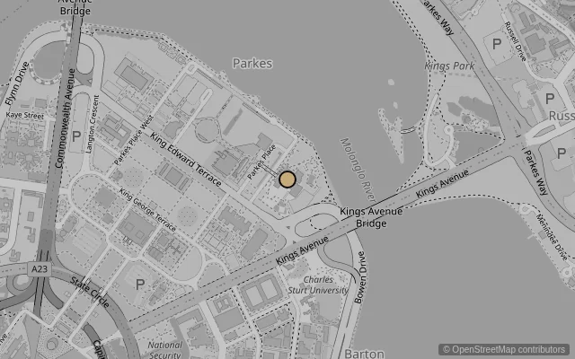 Map showing location of National Gallery of Australia