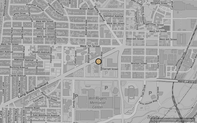 Map showing location of Kimbell Art Museum