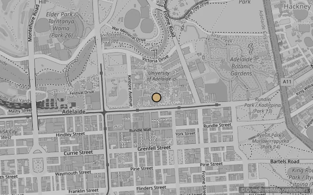 Map showing location of Art Gallery of South Australia