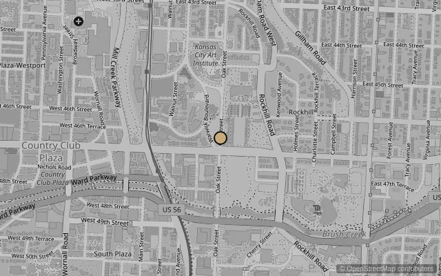 Map showing location of Nelson Atkins Museum of Art