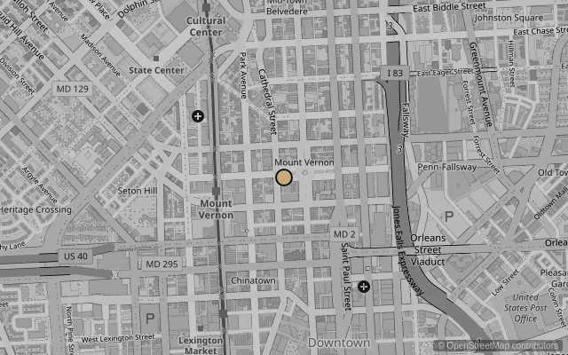 Map showing location of Walters Art Museum