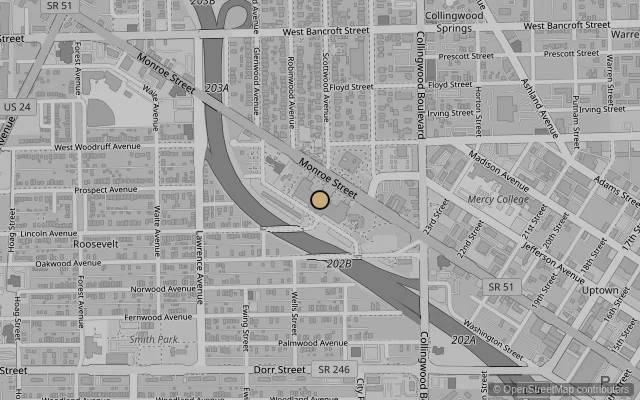 Map showing location of Toledo Museum of Art
