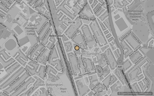 Map showing location of Lady Lever Art Gallery