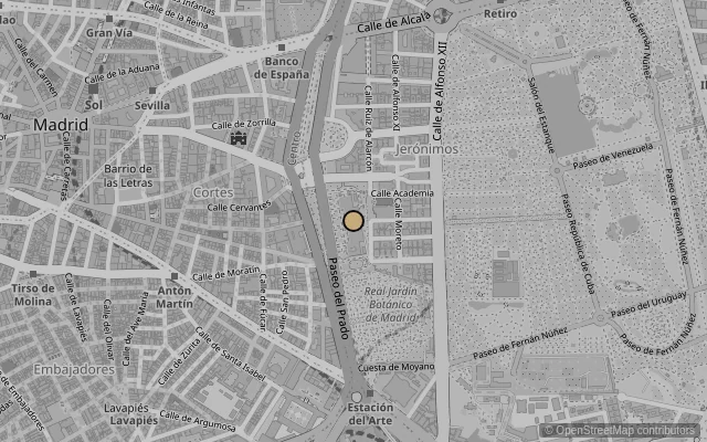 Map showing location of Museo Nacional del Prado