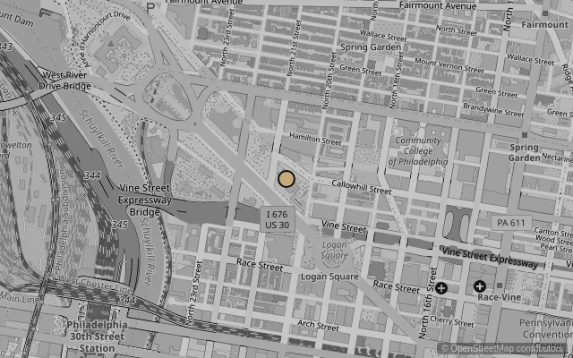 Map showing location of Barnes Foundation