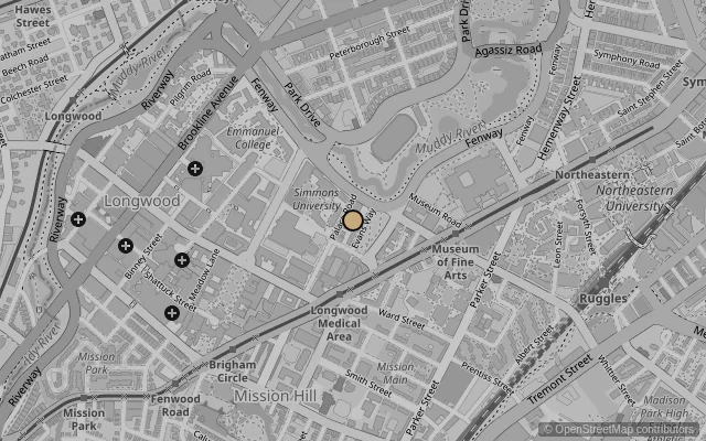Map showing location of Isabella Stewart Gardner Museum
