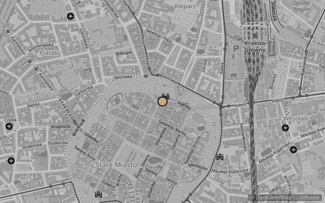 Map showing location of Czartoryski Museum