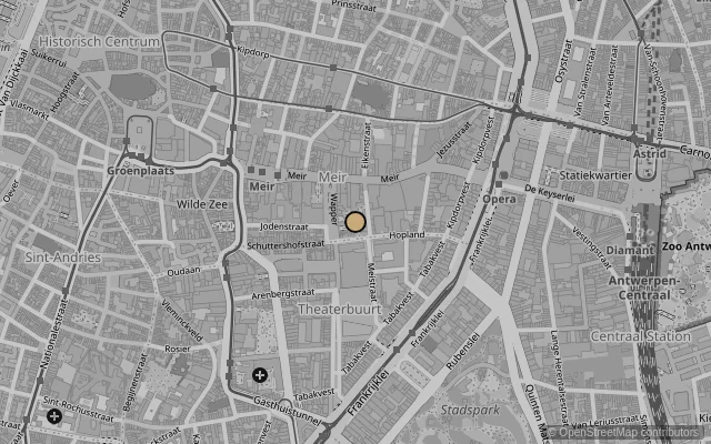 Map showing location of Rubenshuis