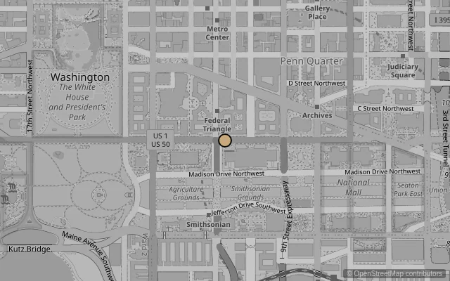 Map showing location of National Gallery of Art (Washington)