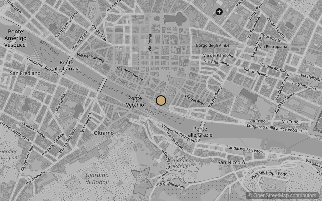 Map showing location of Uffizi
