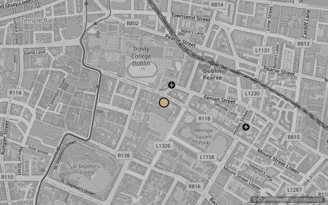 Map showing location of National Gallery of Ireland