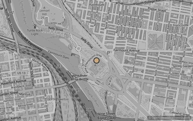 Map showing location of Philadelphia Museum of Art