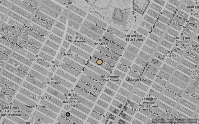 Map showing location of Museum of Modern Art, New York