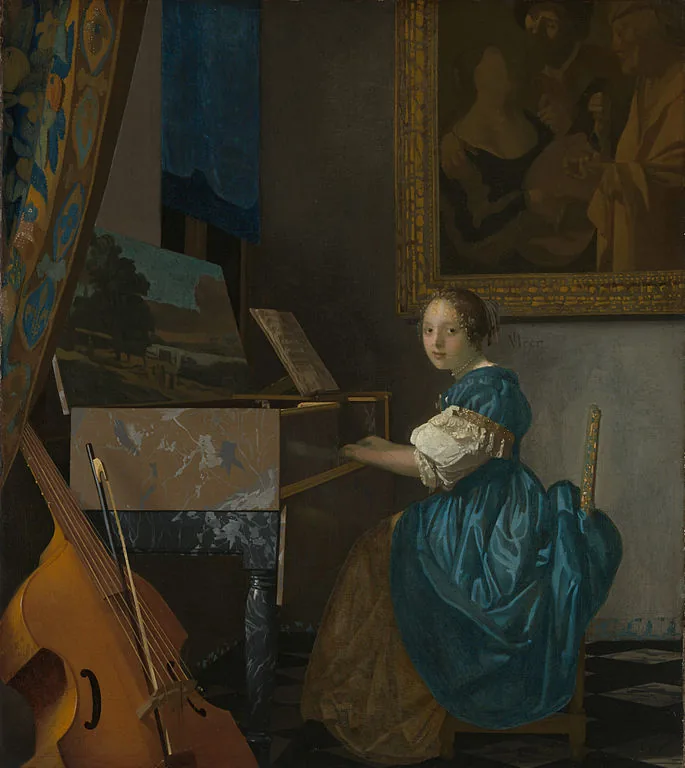 A Lady Seated at a Virginal by Johannes  Vermeer, 1675
