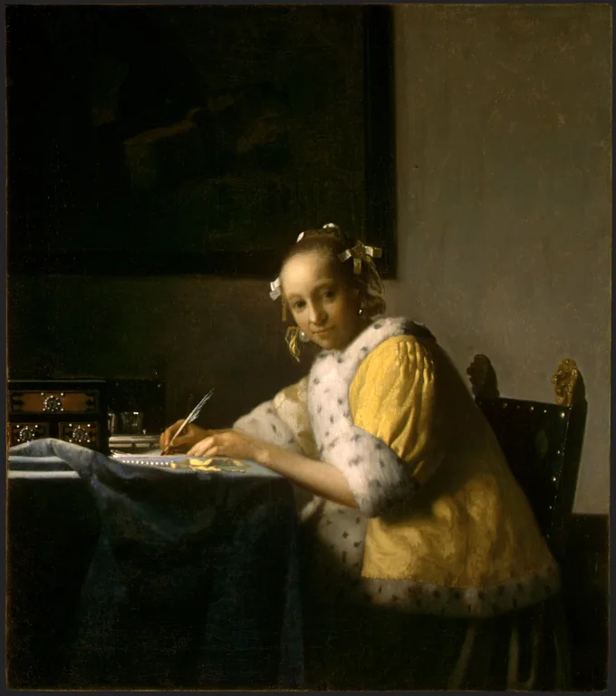 A Lady Writing by Johannes  Vermeer, 1667