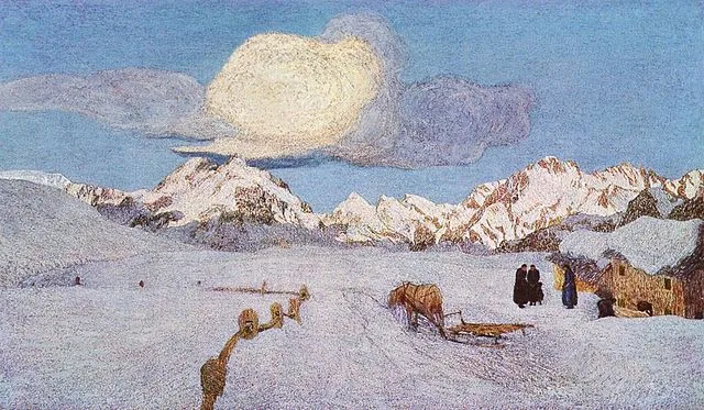 Alpine Triptych: Death by Giovanni Segantini, 1899
