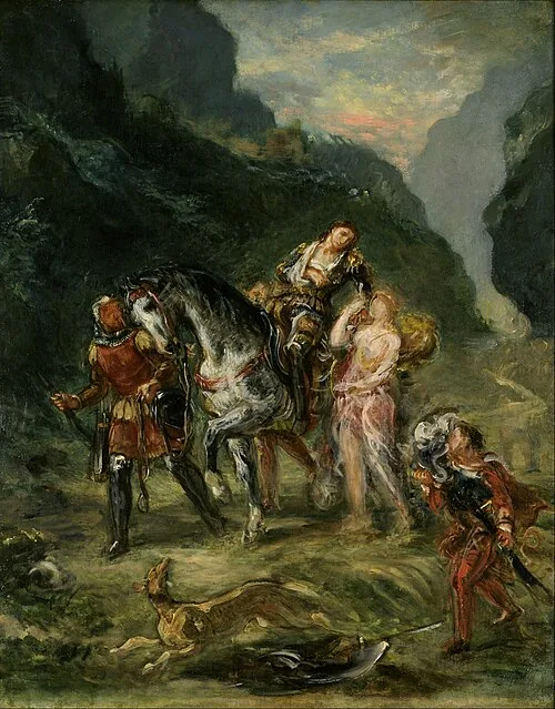 Angelica and the wounded Medoro by Ferdinand-Victor-Eugène Delacroix, 1860