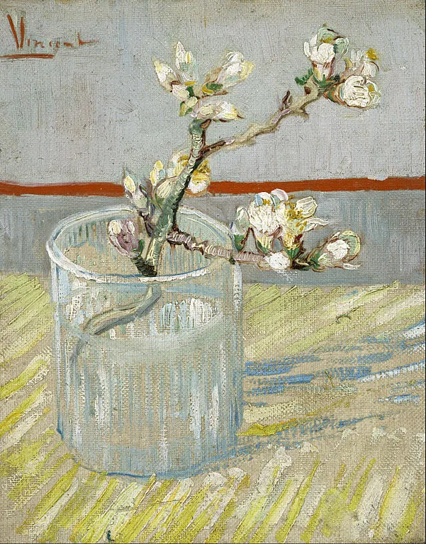 Blossoming Almond Branch in a Glass by Vincent van Gogh, 1888