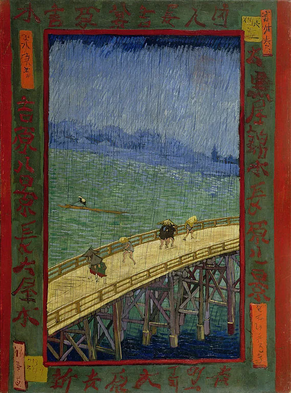 Bridge in the rain, after Hiroshige  by Vincent van Gogh, 1887