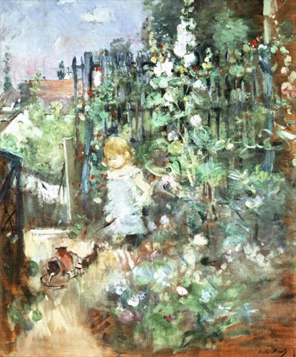 Child among the Hollyhocks by Berthe Morisot, 1881