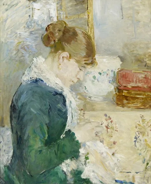 Femme cousant by Berthe Morisot, 1879