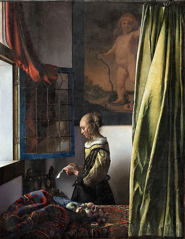 Girl Reading a Letter at an Open Window by Johannes  Vermeer, 1658