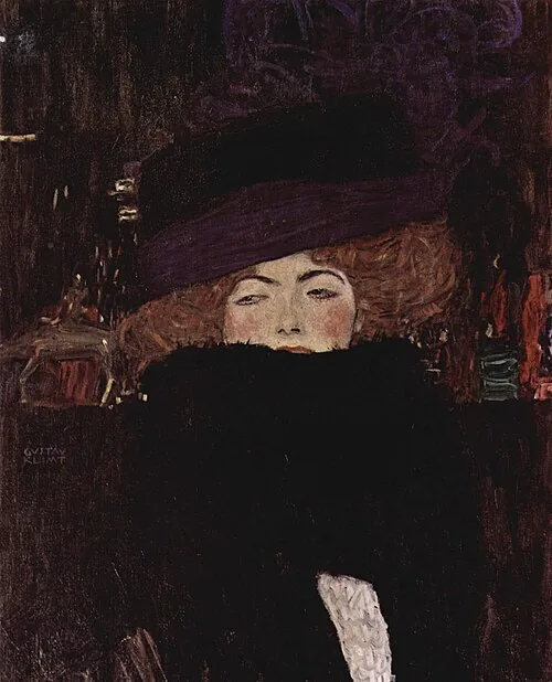 Lady in fur hat and boa by Gustav Klimt, 1909