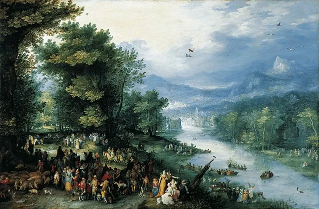 Landscape with young Tobias by Jan  Brueghel the Elder, 1598