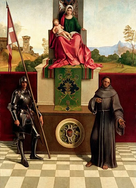 Madonna and Child between St. Francis and St. Nicasius by Giorgio Barbarelli Da Castelfranco, 1503
