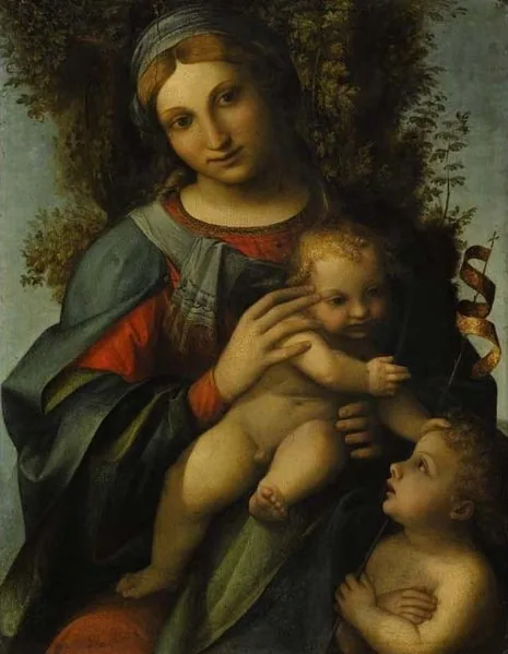 Madonna and Child with infant St John the Baptist by Antonio  da Correggio, 1514