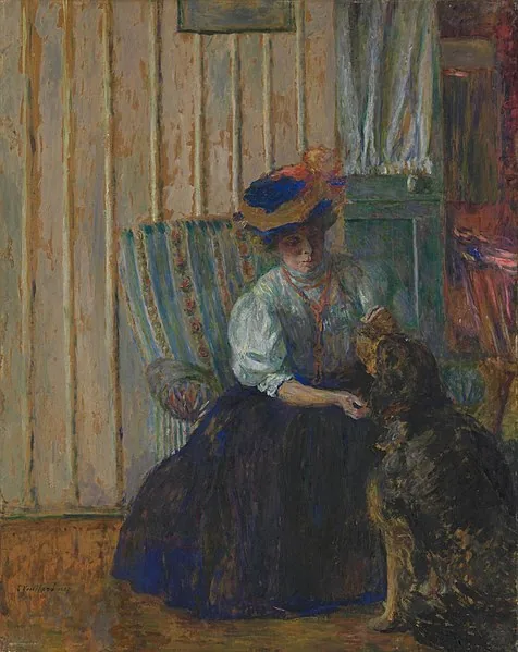 Mme Bonnard with her dog at rue Drouai by Édouard Vuillard, 1907