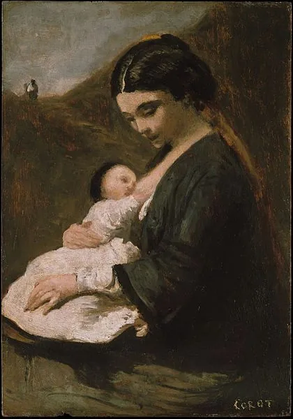 Mother and Child by Jean-Baptiste-Camille Corot, 1860