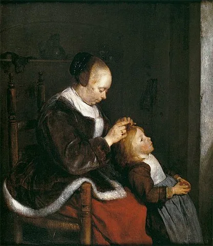  Mother combing a  Child’s Hair by Gerard  ter Borch, 1653