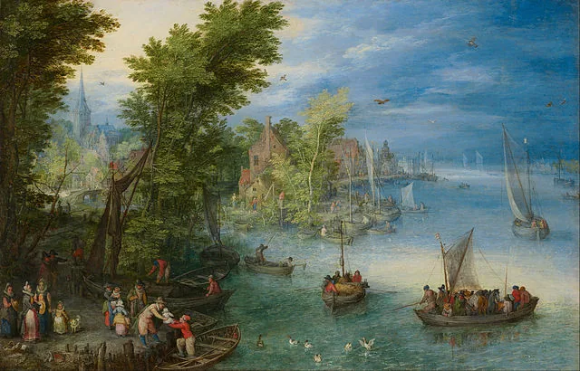 River Landscape by Jan  Brueghel the Elder, 1607