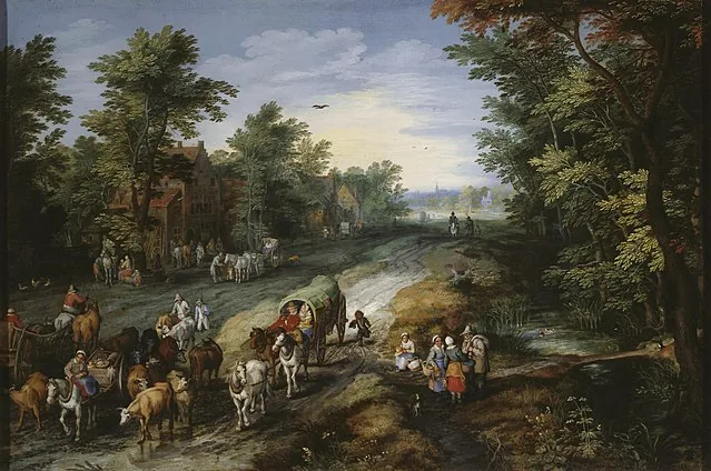 Road in the Environs of a City by Jan  Brueghel the Elder, 1611