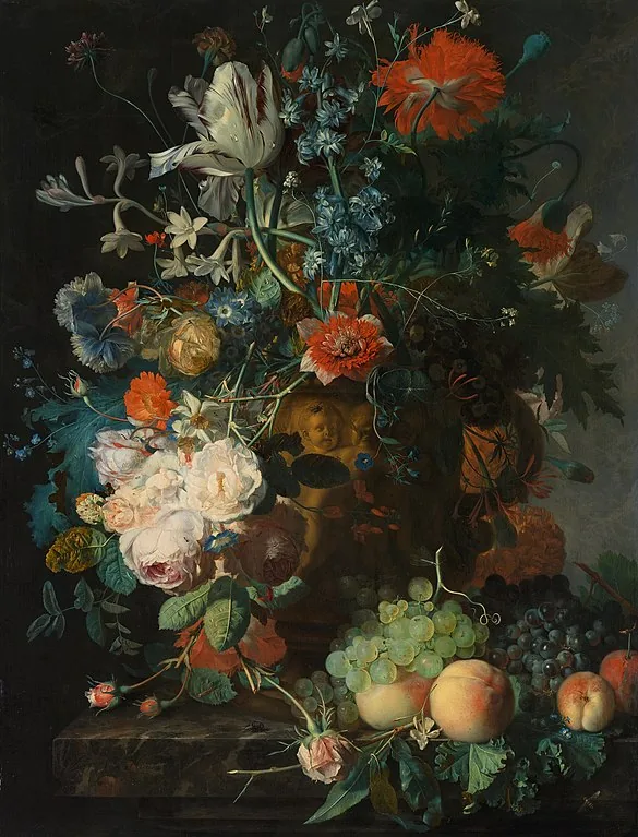 Still life with flowers and fruit  by Jan  van Huysum, 1740