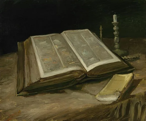 Still life with Open Bible by Vincent van Gogh, 1885