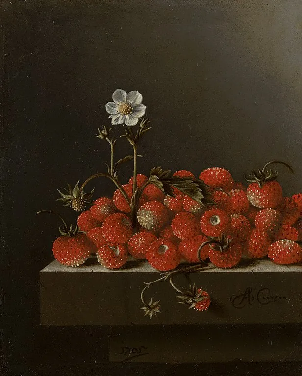 Still Life with Strawberries by Adriaen Coorte, 1705