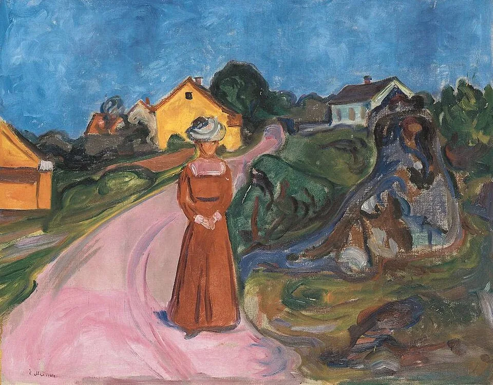  Street in Åsgårdstrand and a Woman in Red Dress by Edvard Munch, 1901
