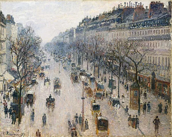 The Boulevard Montmartre on a Winter Morning by Camille  Pissarro, 1897