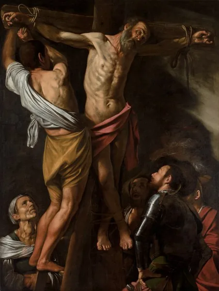 The Crucifixion of Saint Andrew by Michelangelo Merisi da  Caravaggio, 1607
