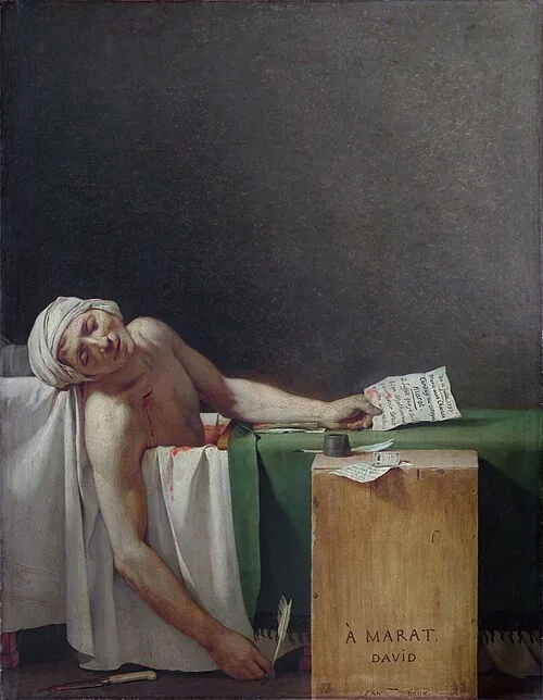 The death of Marat by Jacques-Louis David, 1793